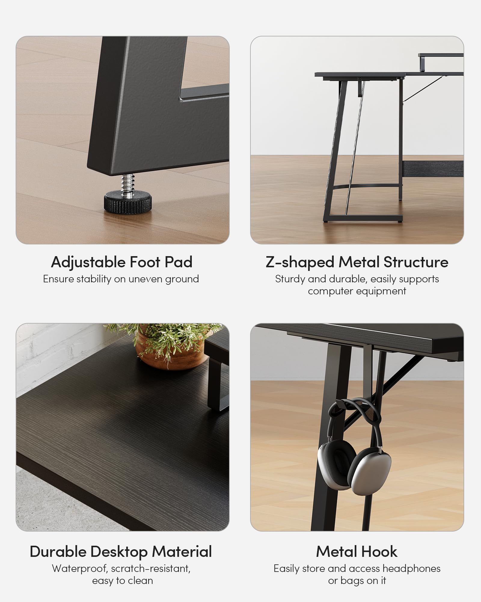 CubiCubi L Shaped Gaming Desk with Carbon Fiber Surface