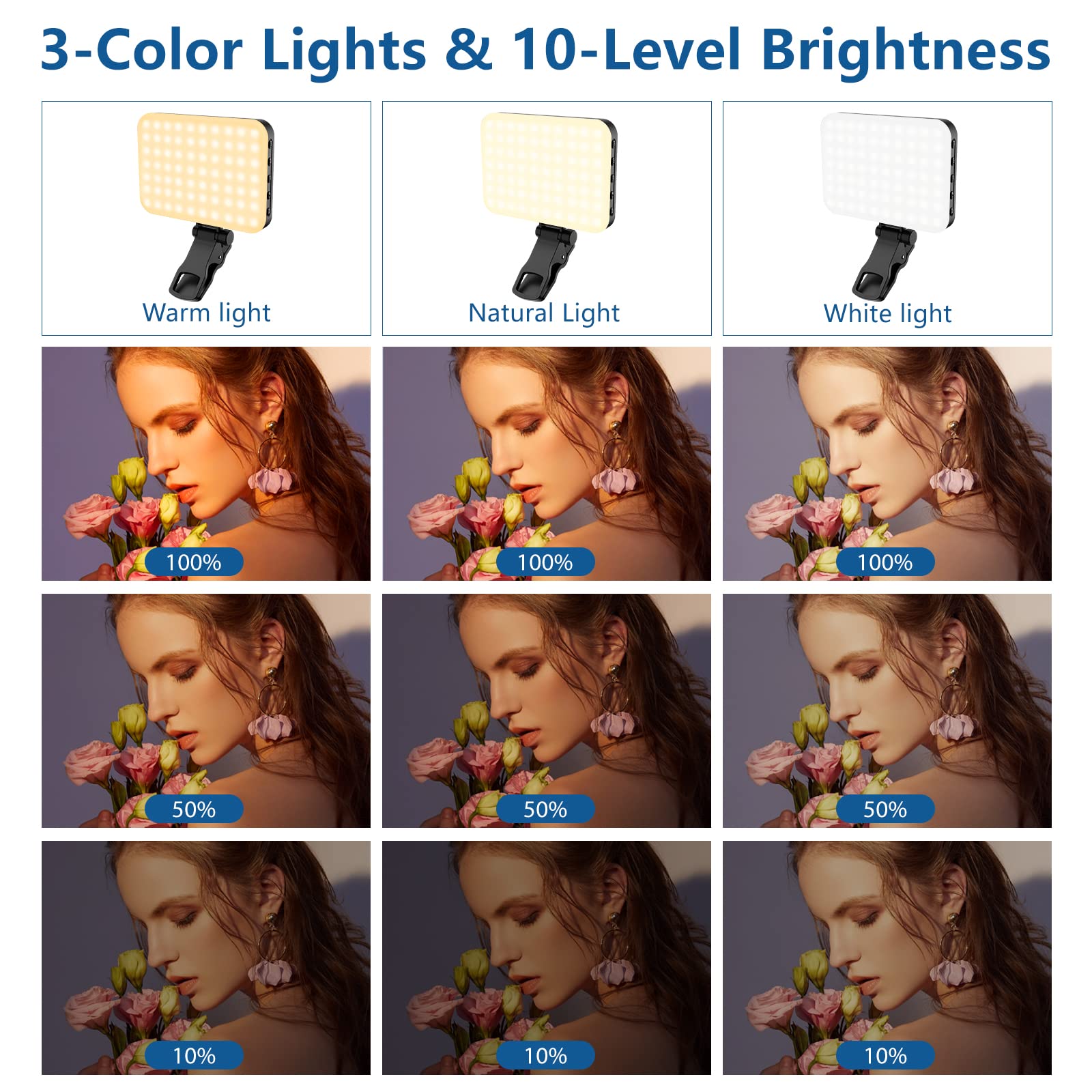 Rechargeable LED Selfie Light with Tripod Adapter