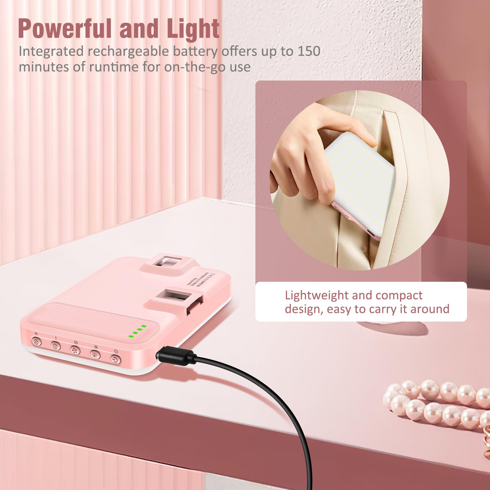 Rechargeable LED Selfie Light with Tripod Adapter