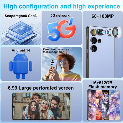 MMY I25 Ultra Unlocked Phone Built In Pen 6.99in 16GB 512GB Android 14 5G Green