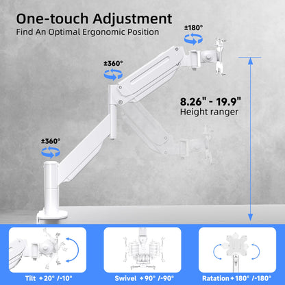 Suptek Gas Spring Monitor Arm Desk Mount Fits 17 to 32 Inch