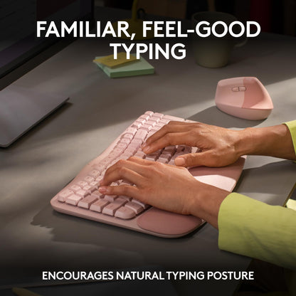 Logitech Wave Keys Wireless Ergonomic Keyboard for Comfort