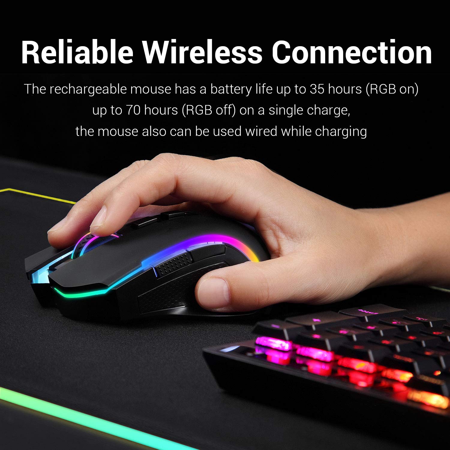 Redragon M602 Ergonomic RGB Gaming Mouse with Adjustable DPI