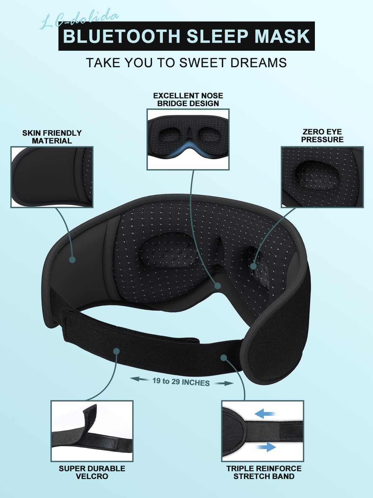 Sleep Headphones Bluetooth Eye Mask for Side Sleepers