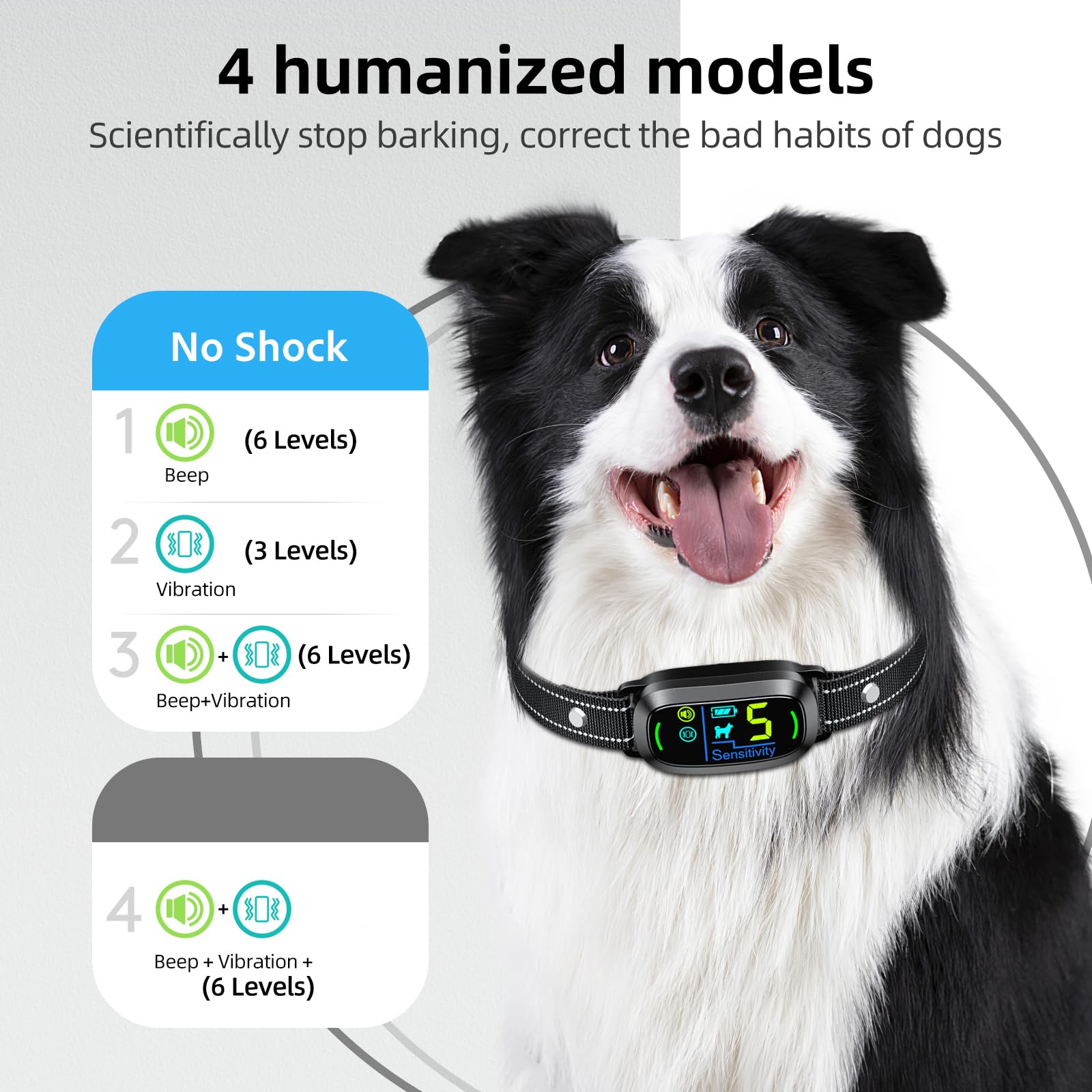 Rechargeable Dog Bark Collar with Adjustable Sensitivity Levels