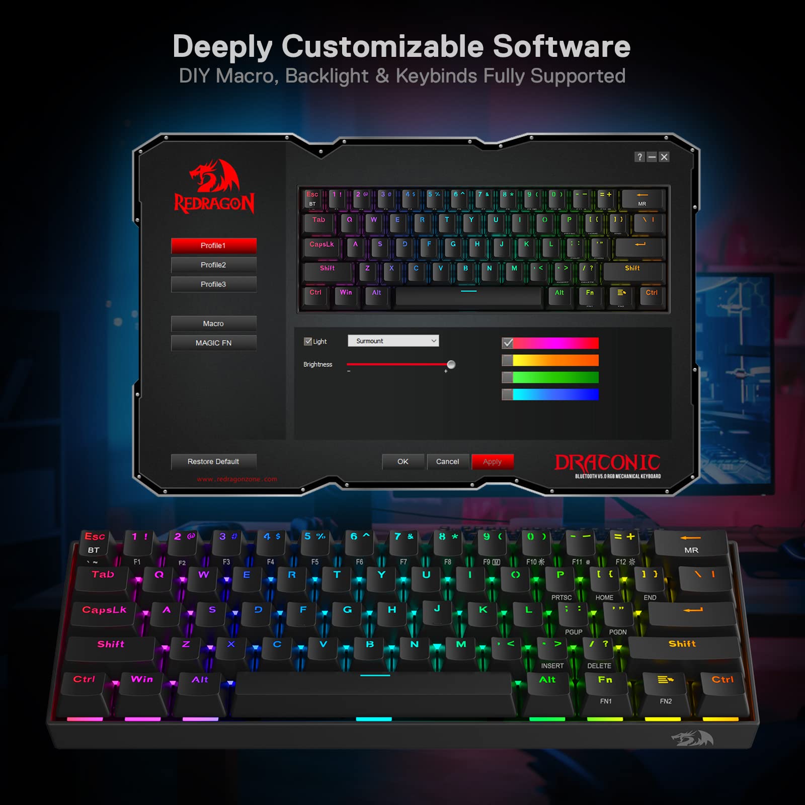 Redragon K530 Pro Wireless RGB Mechanical Keyboard