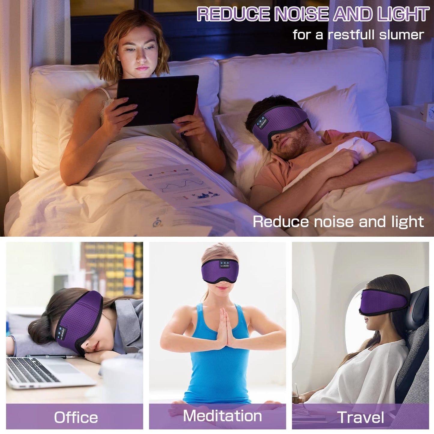 Sleep Headphones Bluetooth Eye Mask for Side Sleepers