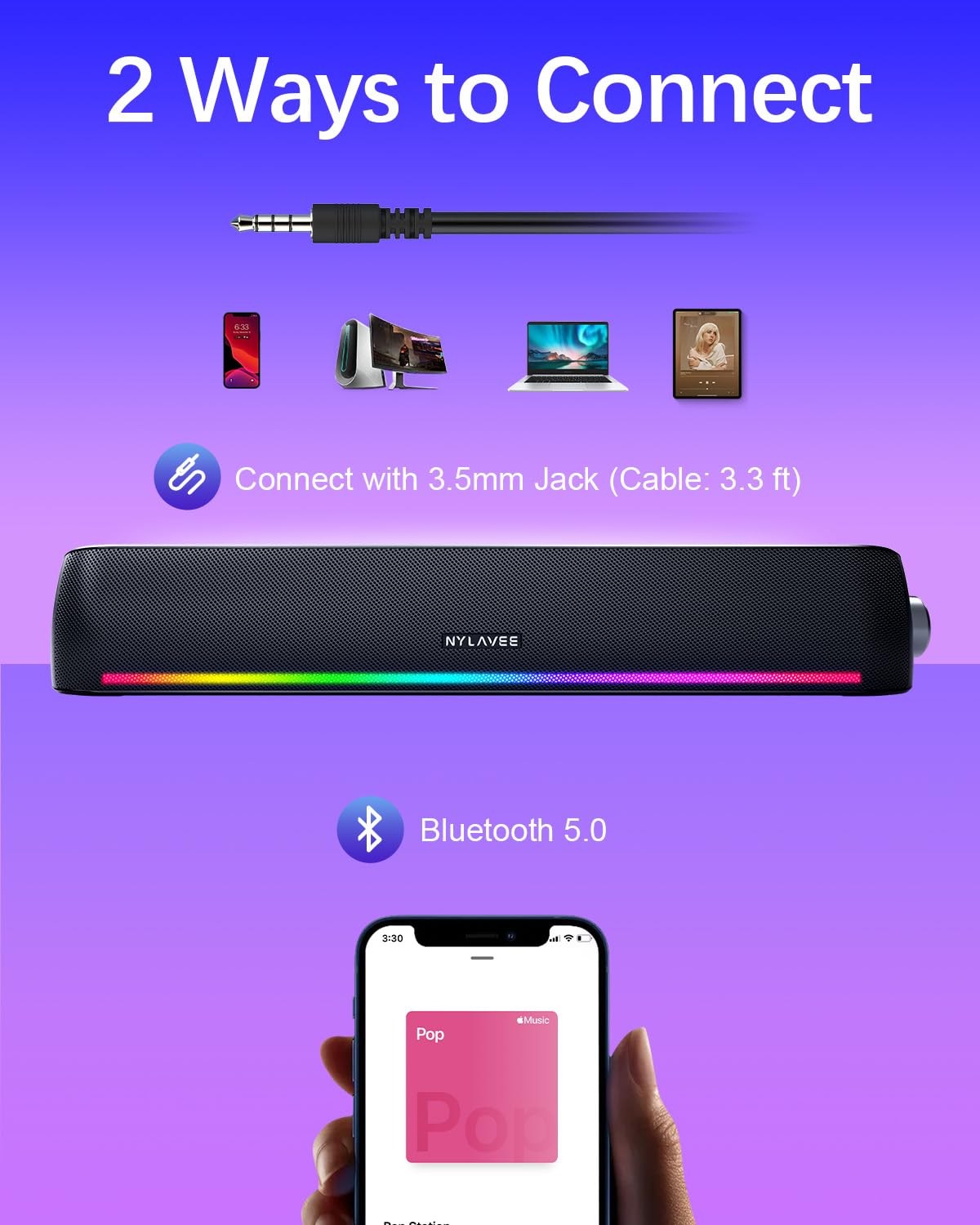 Hi-Fi Bluetooth Computer Speakers with Dynamic Lighting