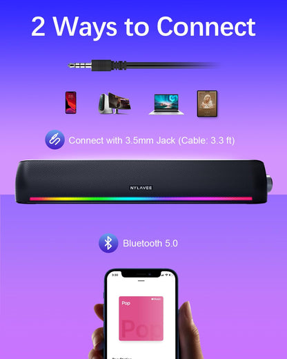 Hi-Fi Bluetooth Computer Speakers with Dynamic Lighting
