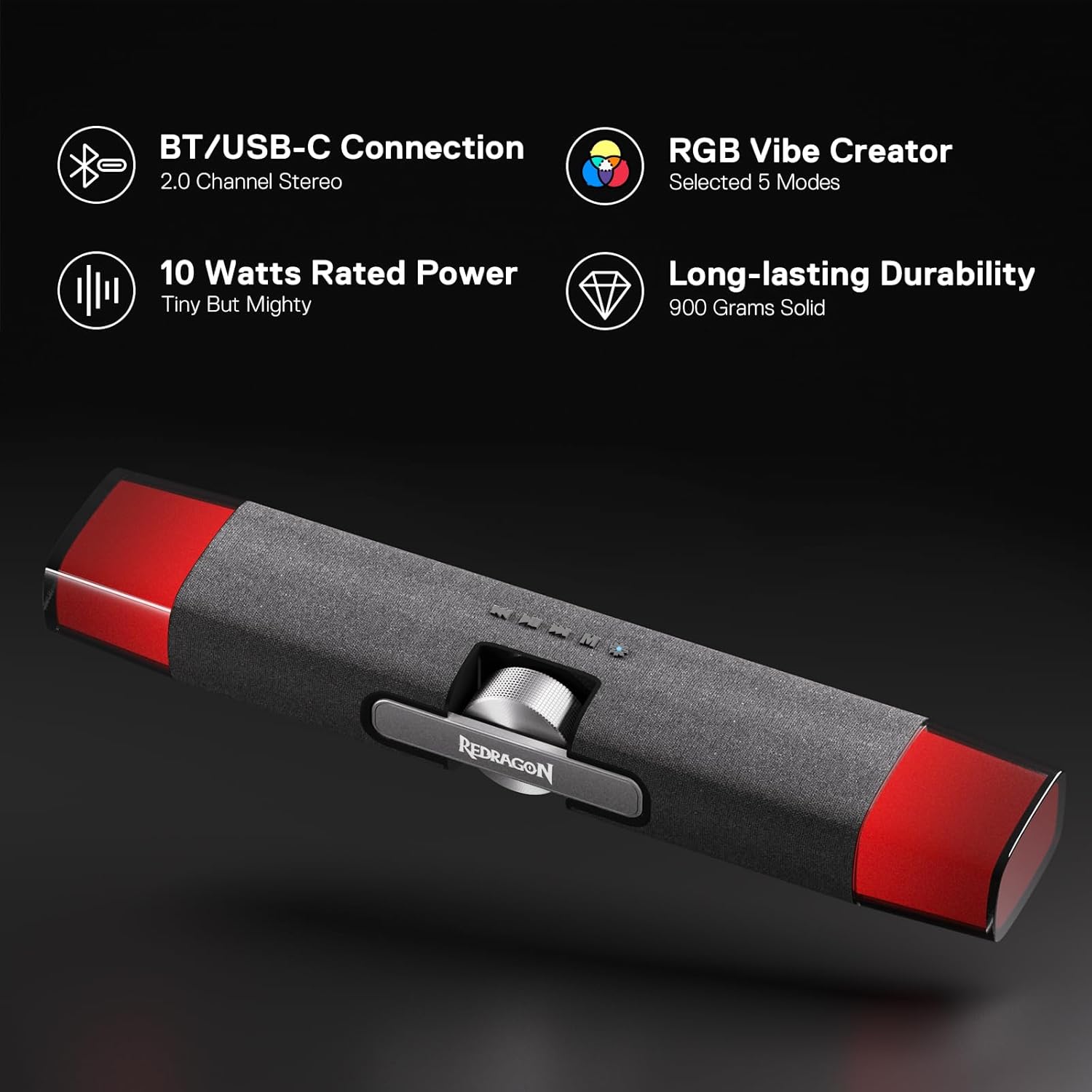 Redragon RGB Bluetooth Speakers with Rich Sound Quality