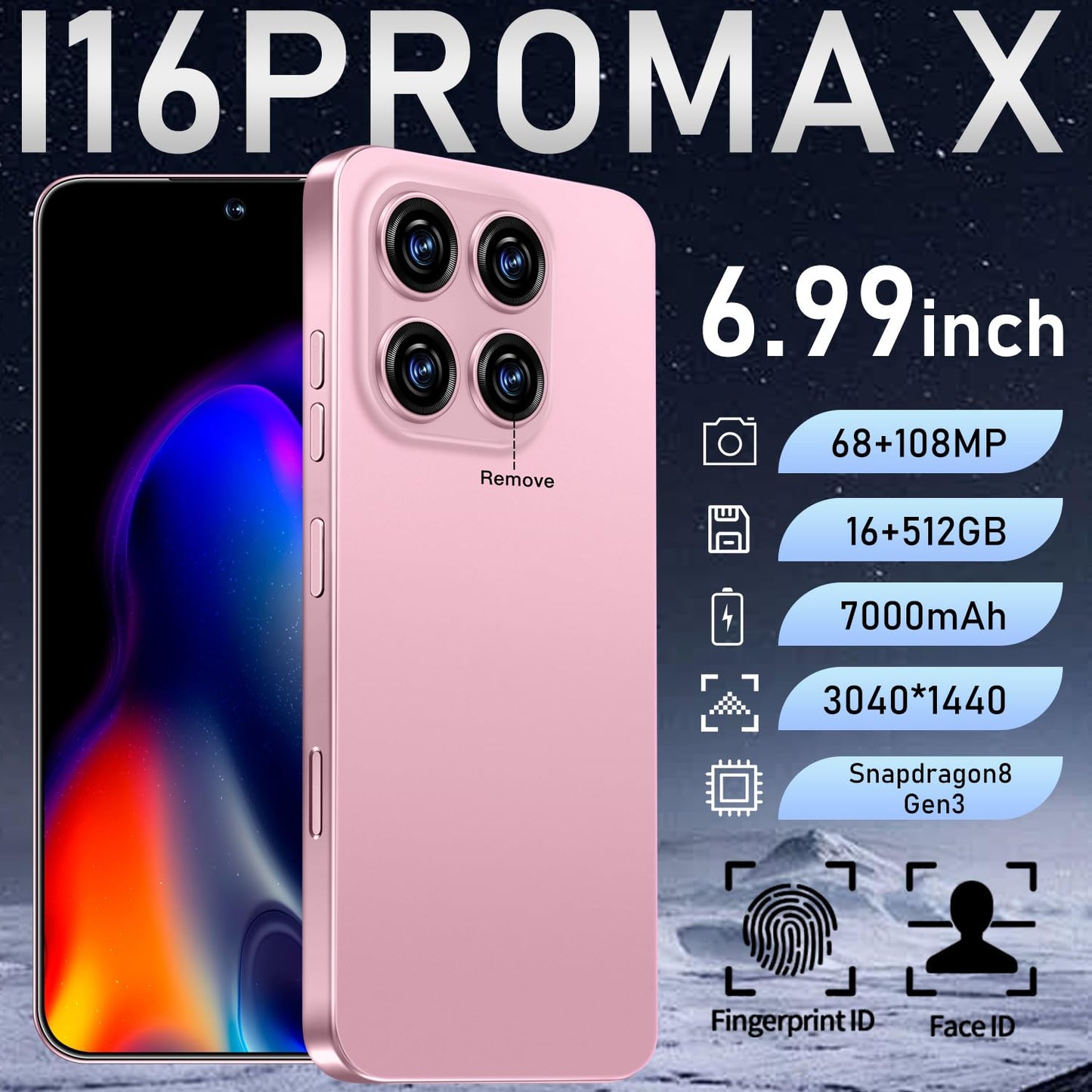 MMY 16PROMA X Unlocked Phone 6.99in HD Android 14 7000mAh 5G 16GB 512GB Deep Blue