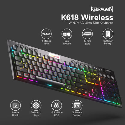 Redragon K618 Pro Wireless RGB Mechanical Keyboard