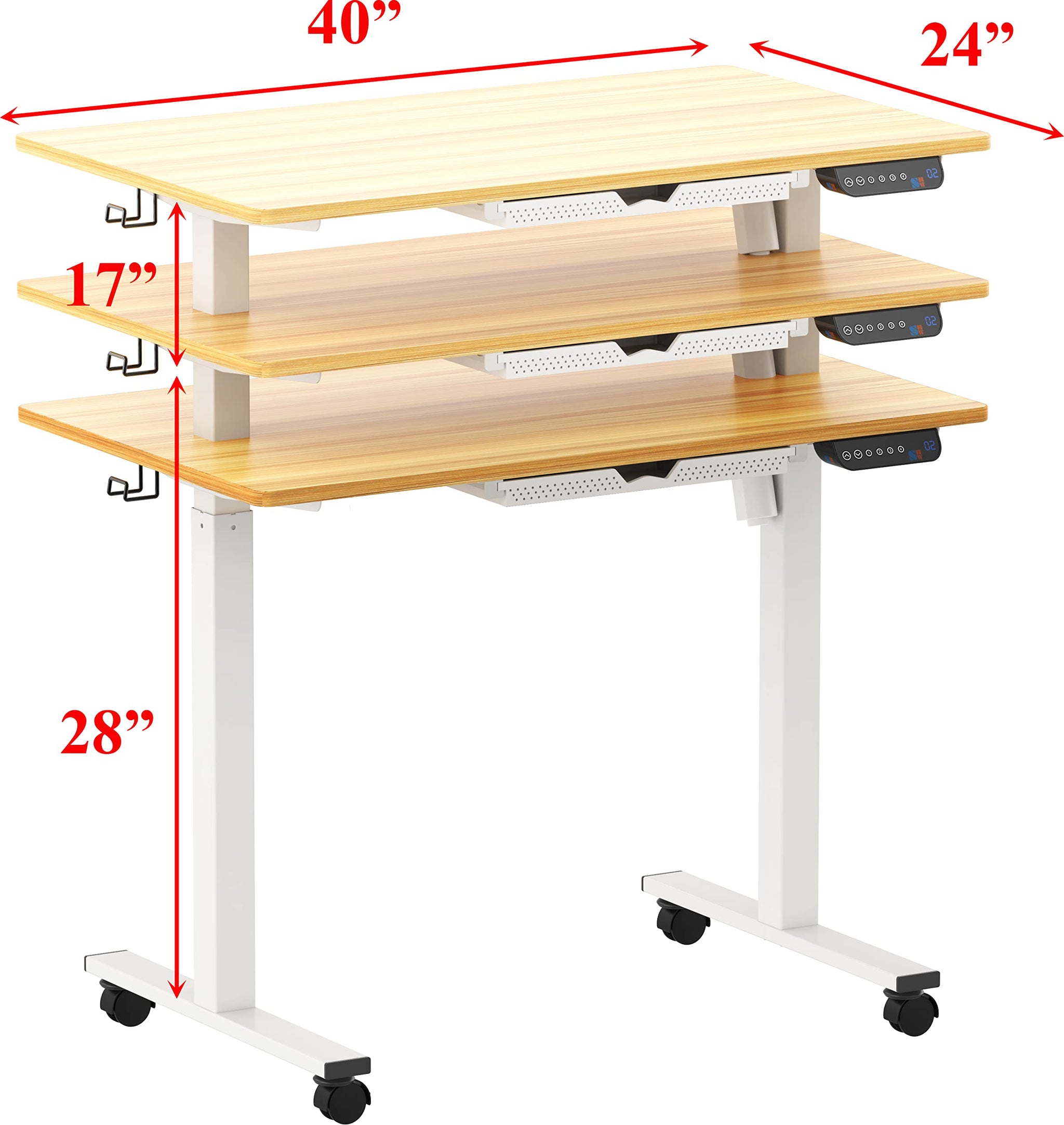 40 Inch Electric Height Adjustable Sit to Stand Desk