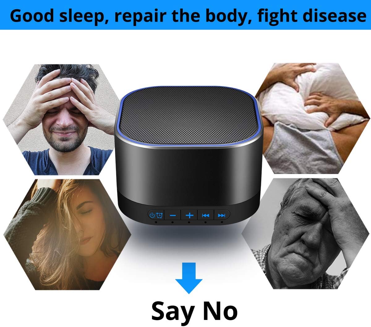Magicteam White Noise Machine 20 Sounds 32 Levels Black