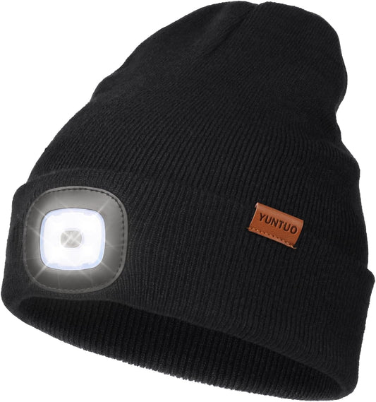 YunTuo Unisex LED Beanie Light USB Rechargeable Headlamp Winter Gift For Men