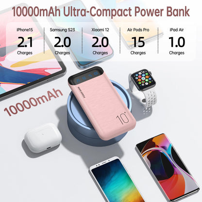 Power Bank 10000mAh Portable Charger Slim Battery Pack USB C