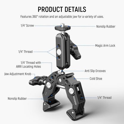 Neewer Super Clamp with Dual Ballhead Magic Arm