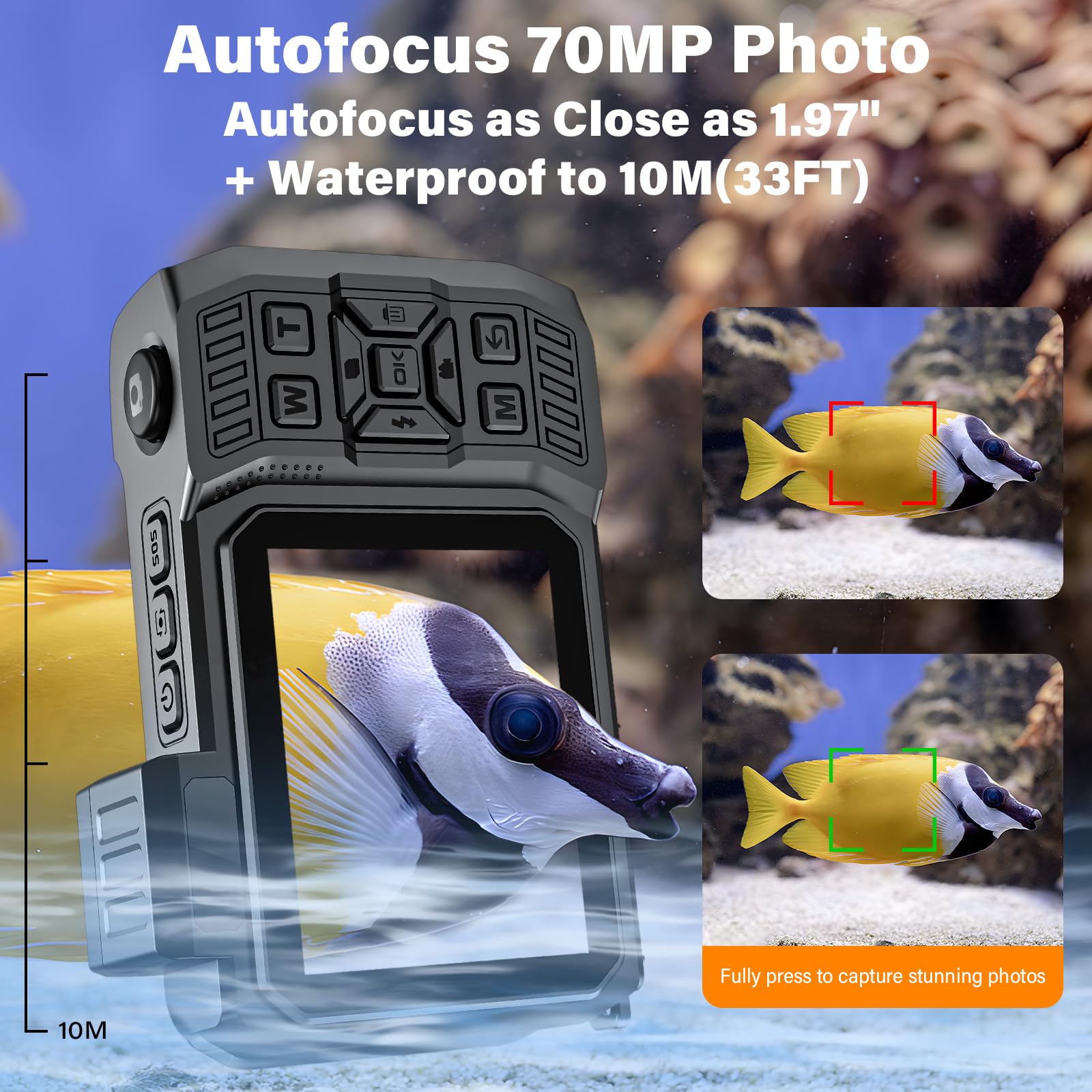 Rugged Waterproof 8K UHD Digital Camera for Snorkeling