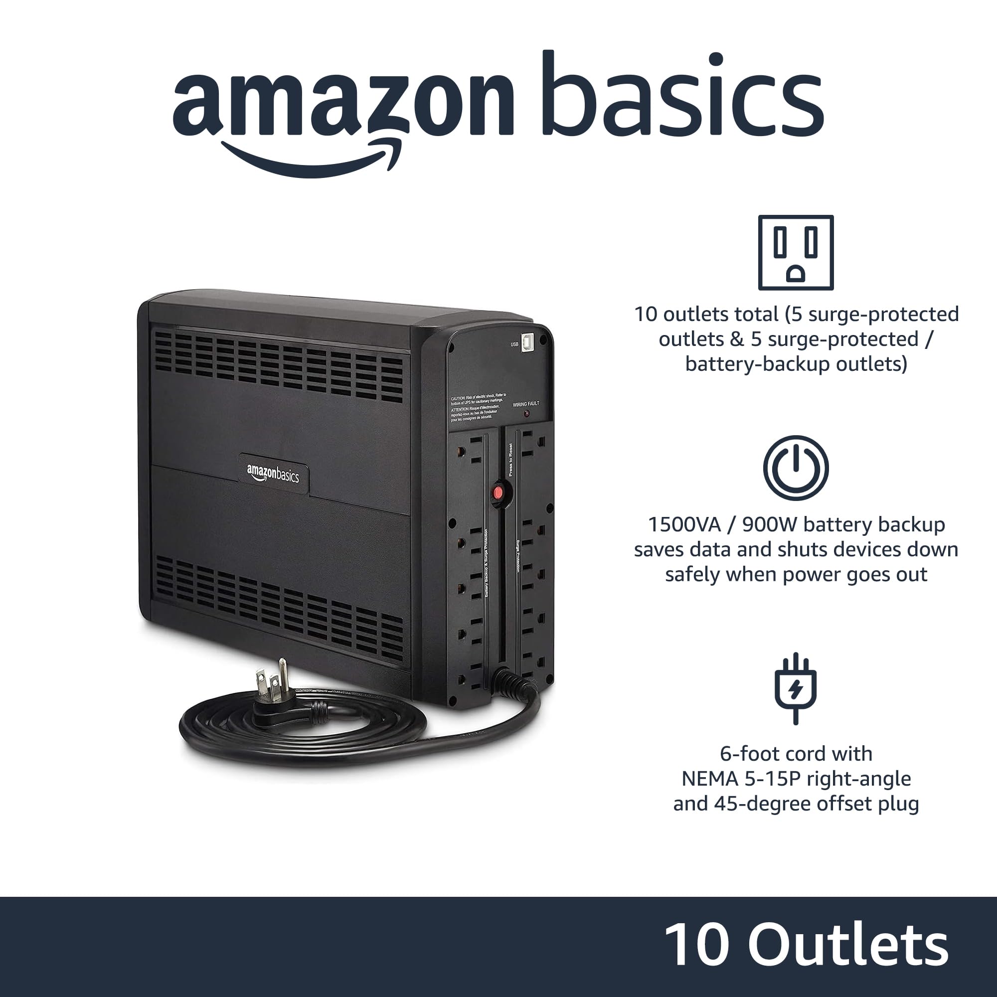 Amazon Basics UPS Battery Backup Power Outage Protection
