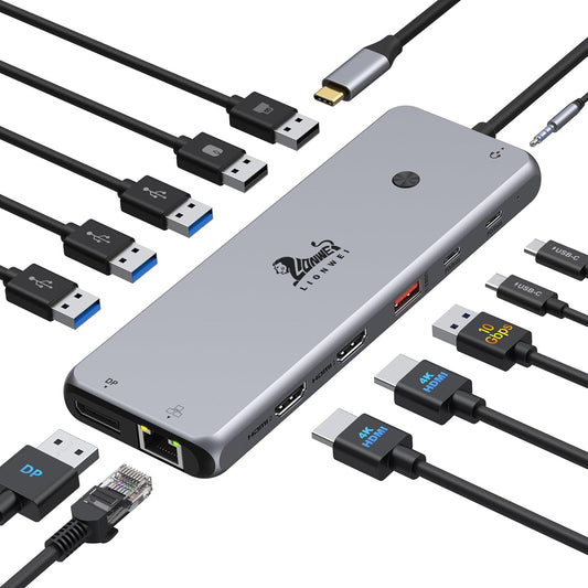 13 In 1 USB C Docking Station Dual Monitor Triple Ports
