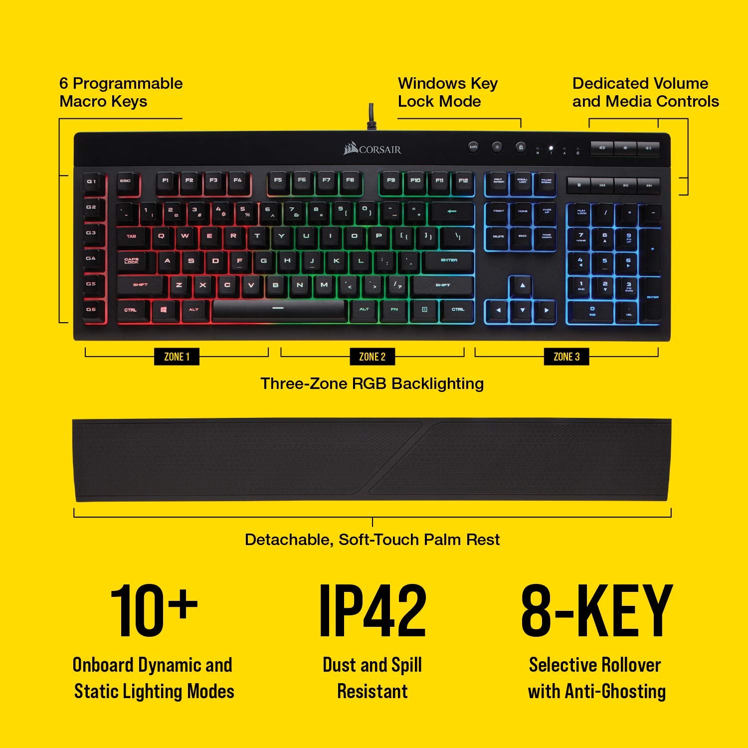 Corsair K55 RGB Pro Gaming Keyboard with Macro Keys