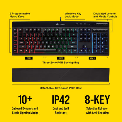 Corsair K55 RGB Pro Gaming Keyboard with Macro Keys