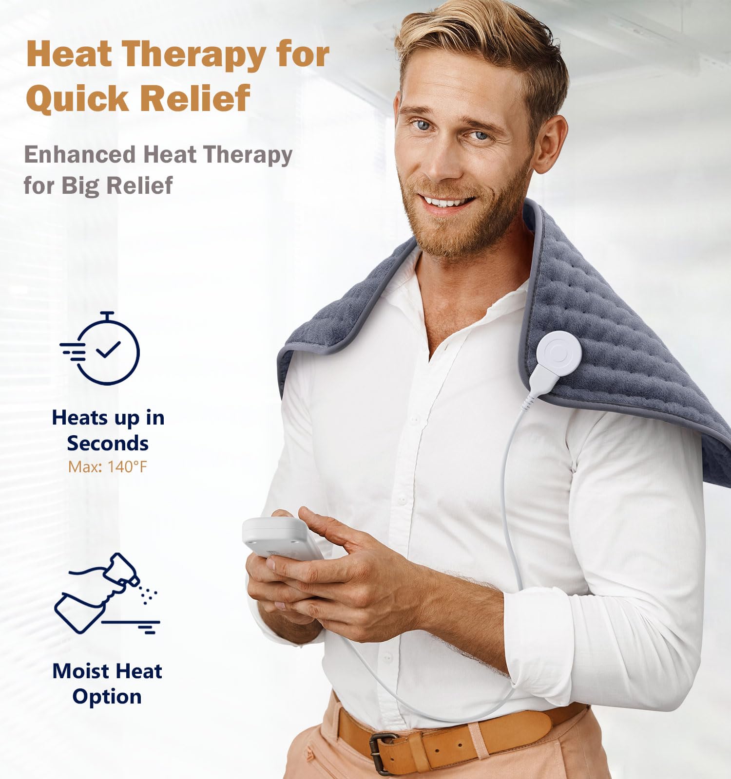 Electric Heating Pad for Back Pain Relief with Auto Off