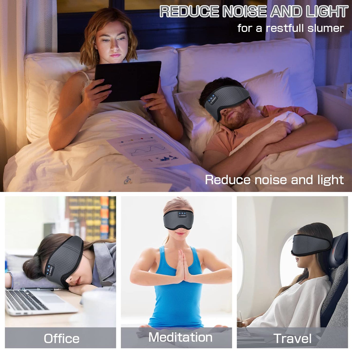 Sleep Headphones Bluetooth Eye Mask for Side Sleepers