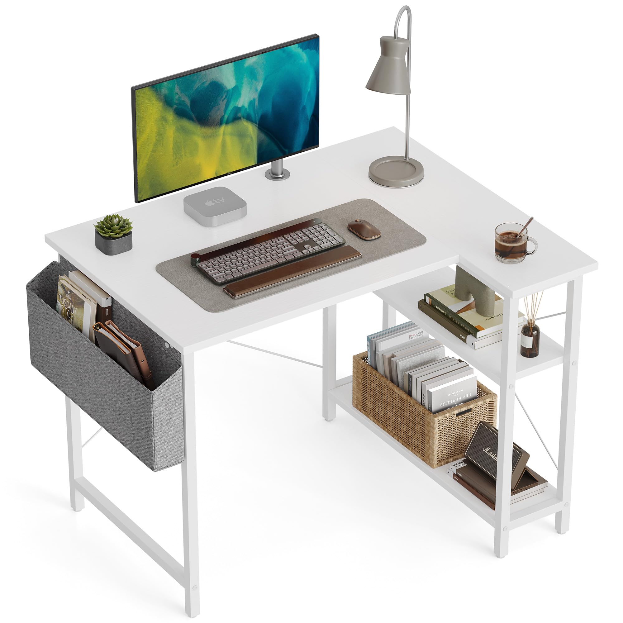 CubiCubi L Shaped Desk with Reversible Storage Options