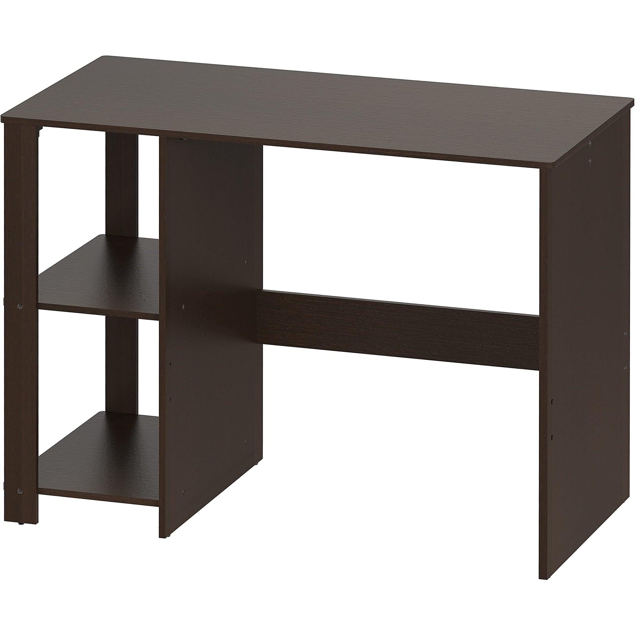 SHW 38 Inch Black Home Office Desk with Shelves