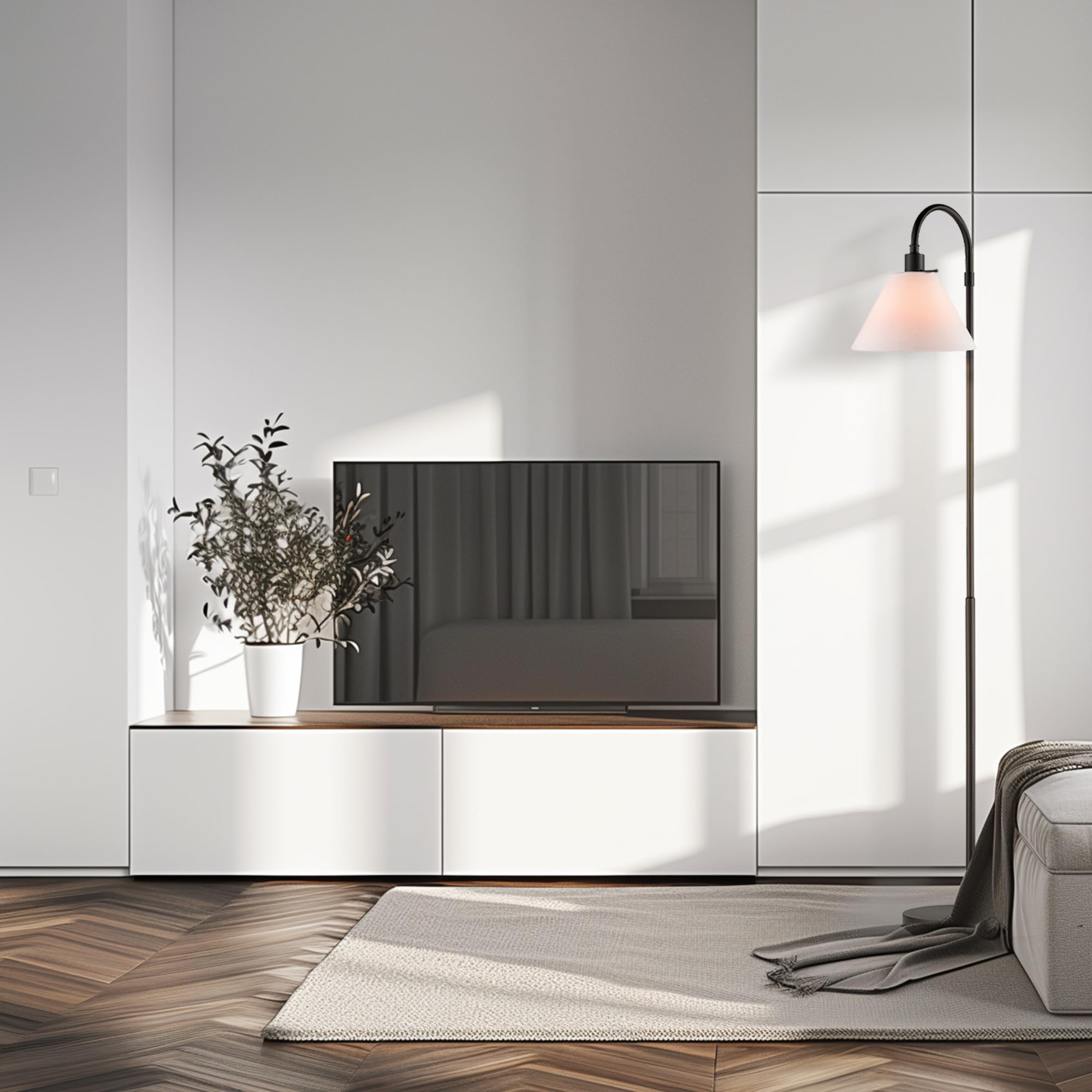 Brass Floor Lamp with White Shade for Modern Decor