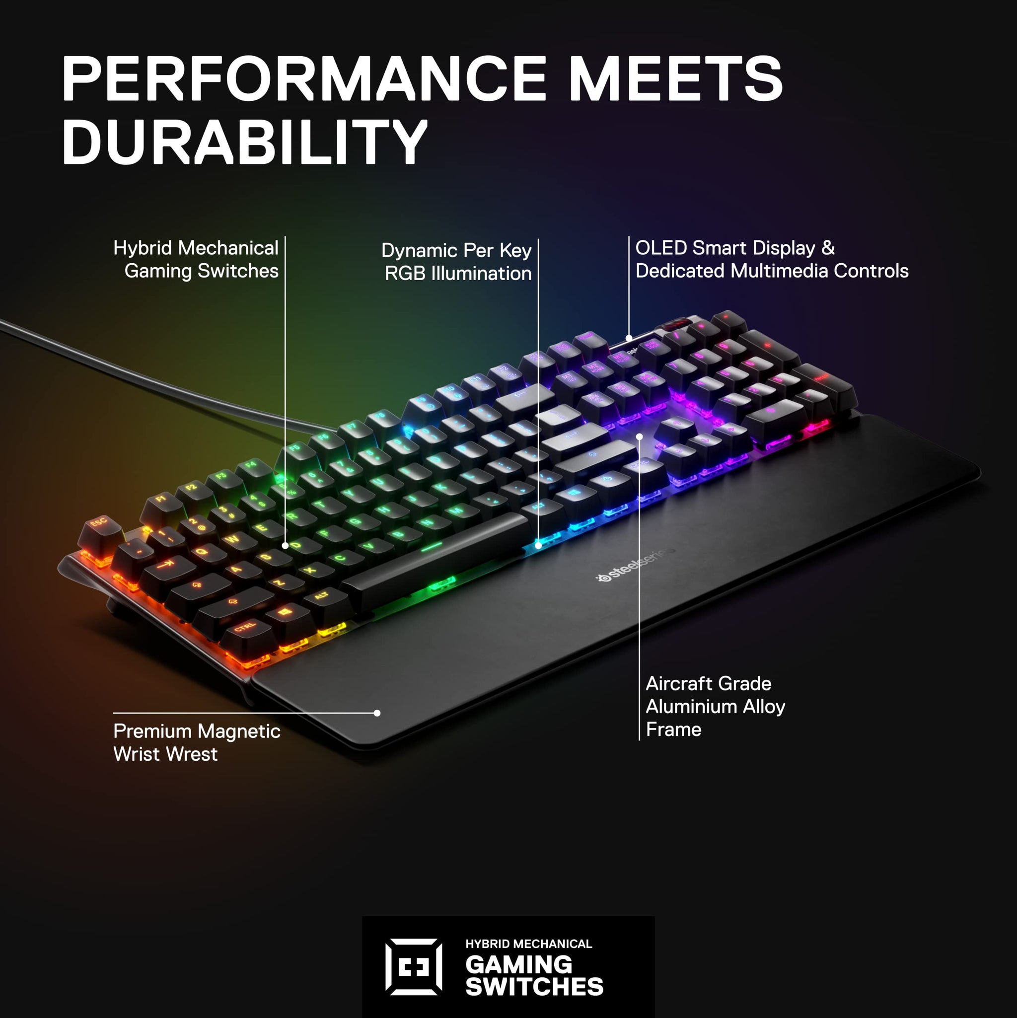 SteelSeries Apex 3 RGB Gaming Keyboard with Water Resistance