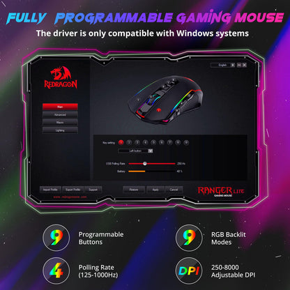 Redragon Wireless Gaming Mouse with 8000 DPI Performance