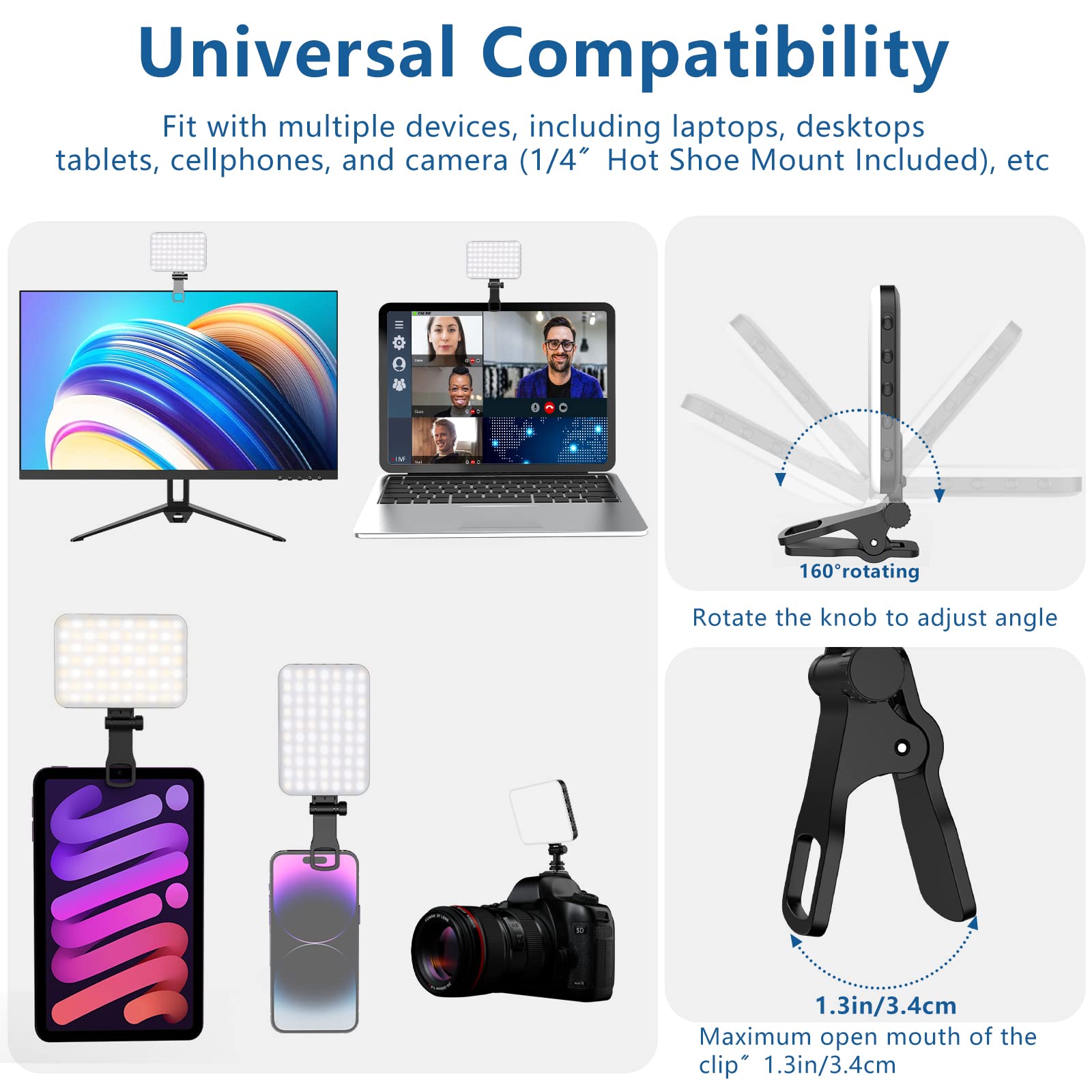 Rechargeable LED Selfie Light with Tripod Adapter