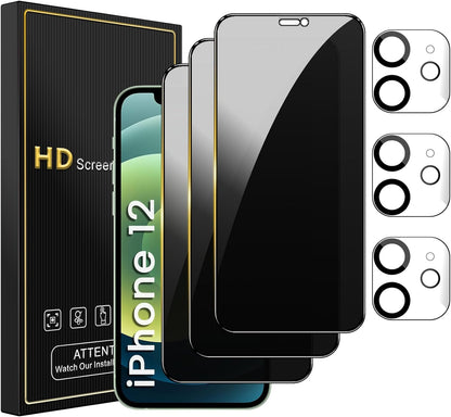 iPhone 12 Privacy Screen Protector 6.1 Inch 3 Pack With Camera Lens Protectors