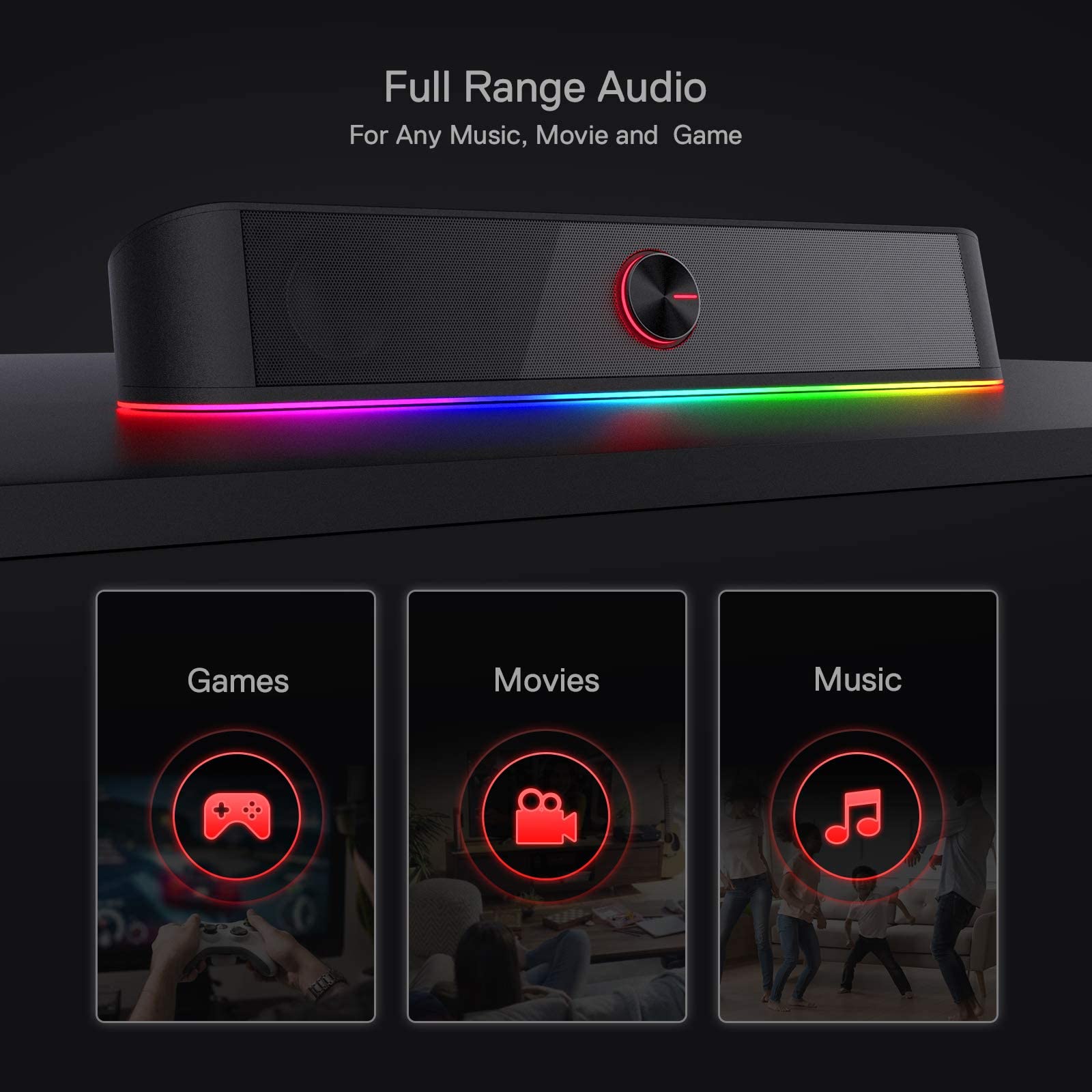 Redragon GS560 RGB Desktop Soundbar with Dynamic Lighting