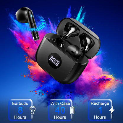Wireless Earbuds, Bluetooth 5.4 Ear Buds LED Power Display Headphones Bass Stereo, Bluetooth Earbuds in-Ear Noise Cancelling Mic, 40H Playback Mini Case IP7 Waterproof Sports Earphones for Android iOS