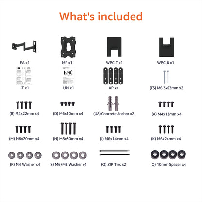 Amazon Basics Full Motion Wall Mount for 26 to 55 TVs Black