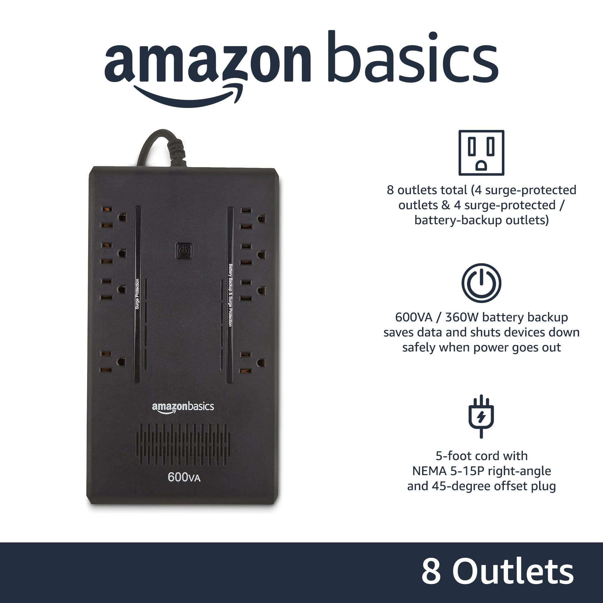Amazon Basics UPS Battery Backup Power Outage Protection