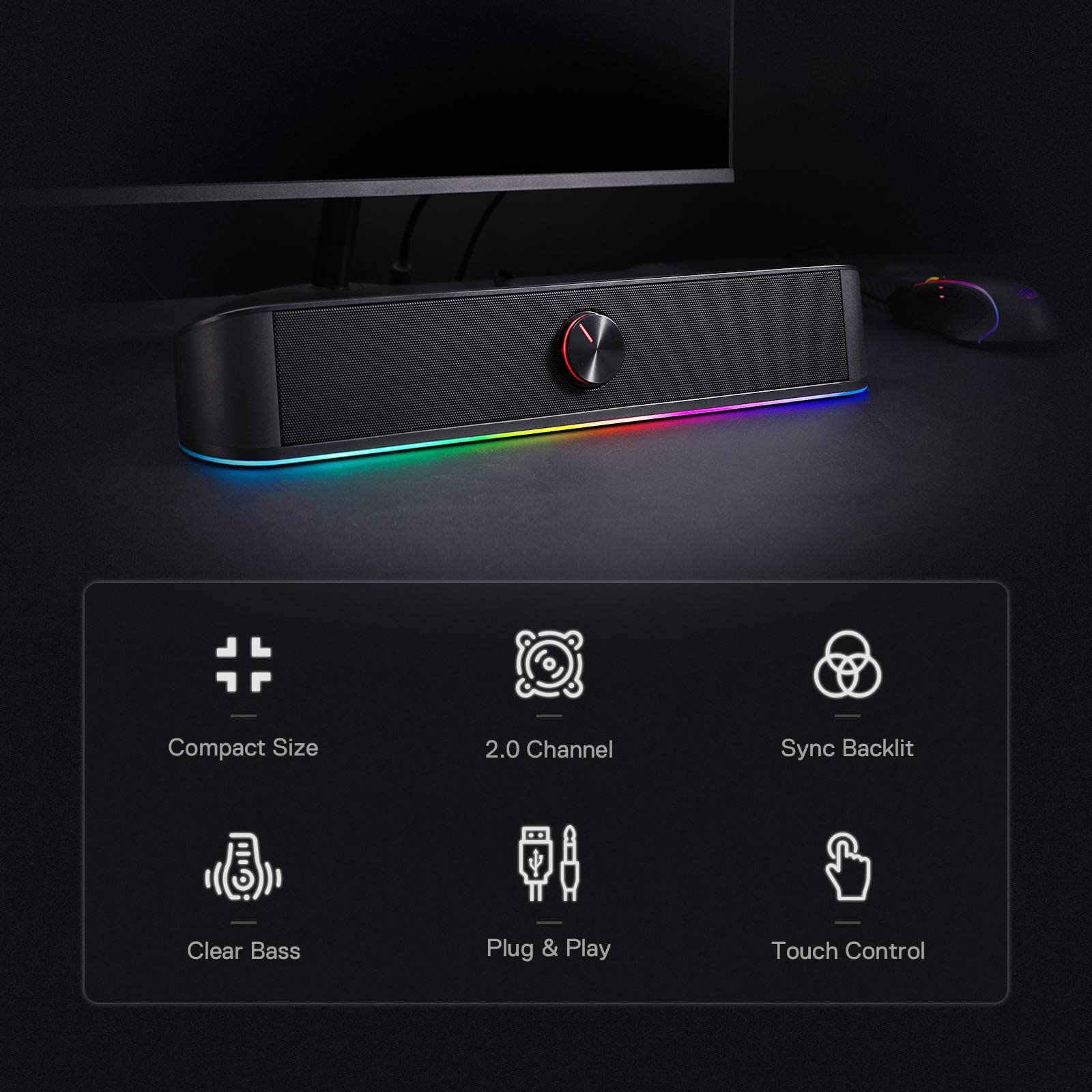 Redragon GS560 RGB Desktop Soundbar with Dynamic Lighting