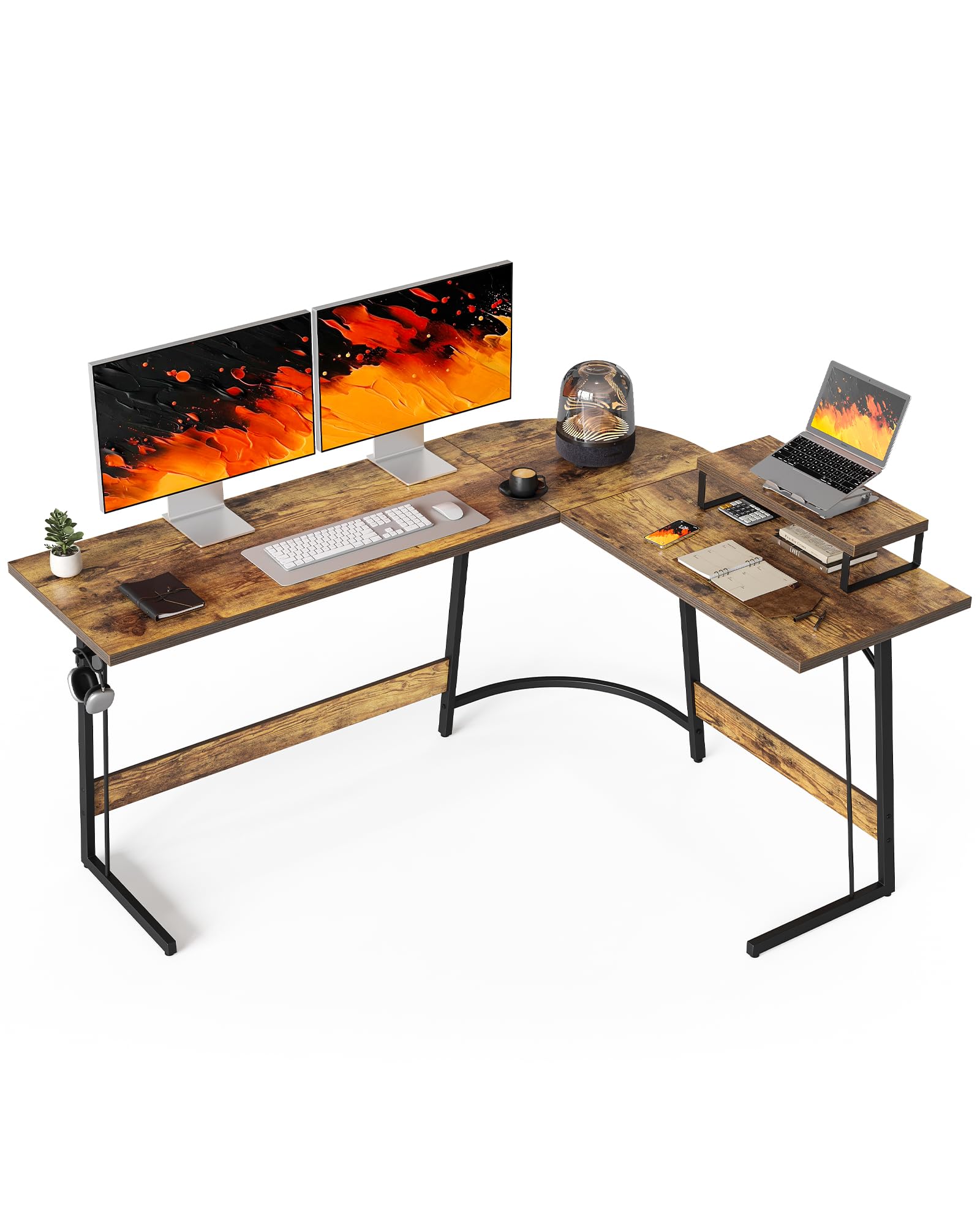 CubiCubi L Shaped Gaming Desk with Carbon Fiber Surface