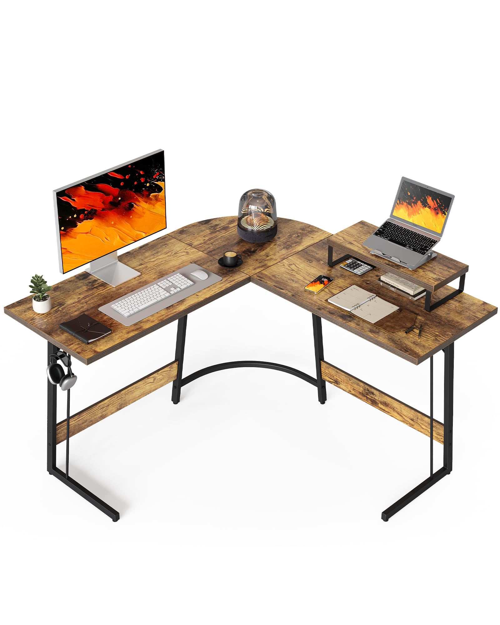 CubiCubi L Shaped Gaming Desk with Carbon Fiber Surface