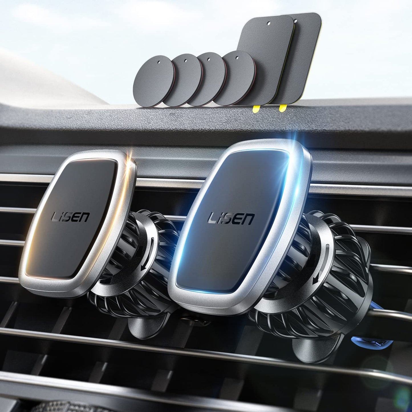 Lisen 2 Pack Magnetic Car Phone Mount For Vent 6 Magnets