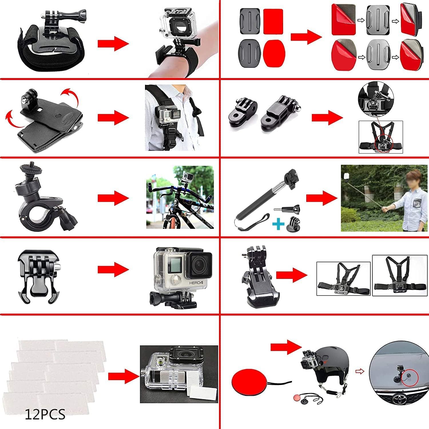 60 in 1 Camera Accessories Kit for GoPro and DJI