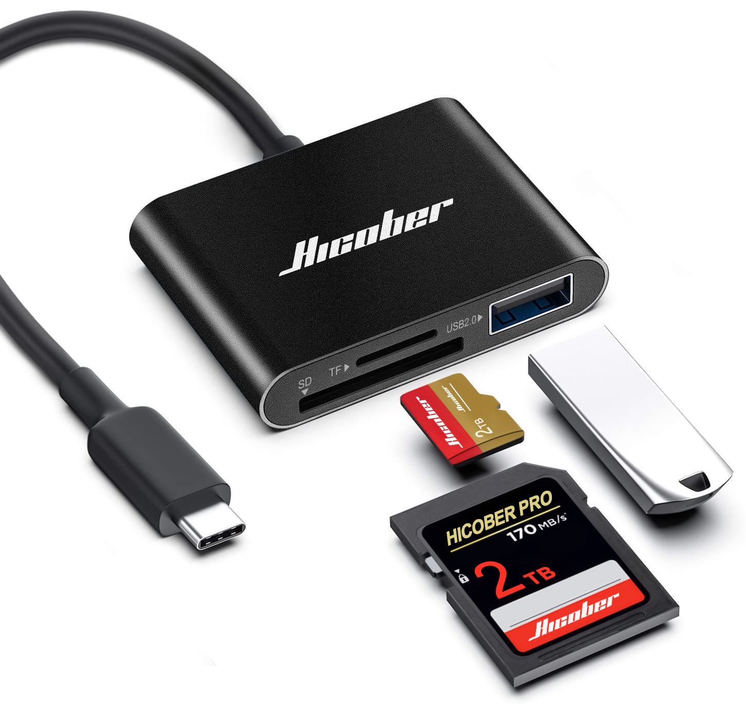 Hicober USB C to SD Card Reader High Speed 2TB Capacity