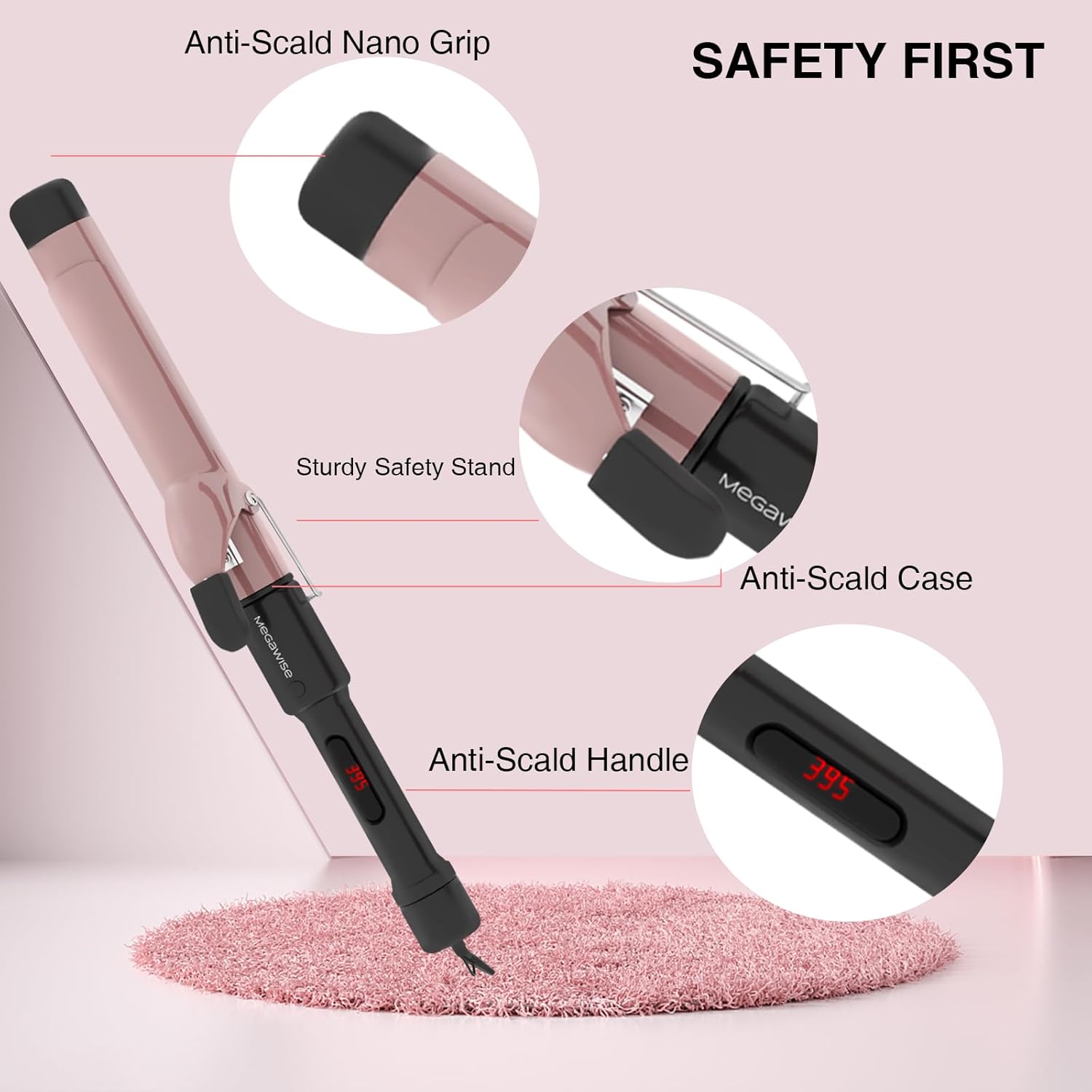 MegaWise Pro Ceramic Hair Curling Iron with Fast Heating