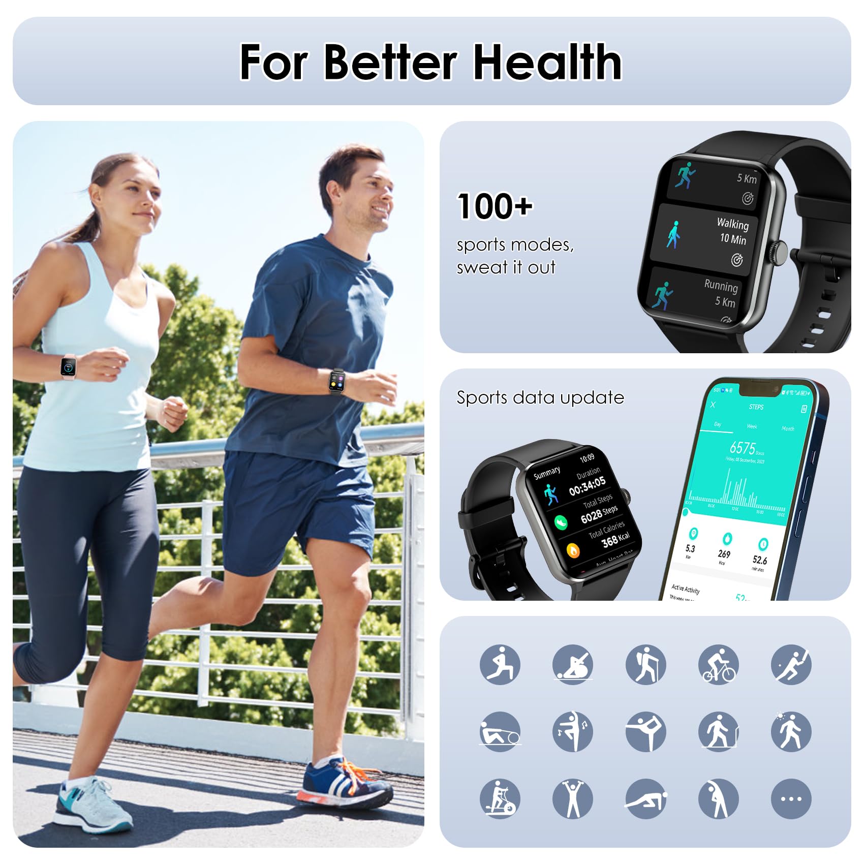 Smartwatch With Health Monitoring For Android And iOS