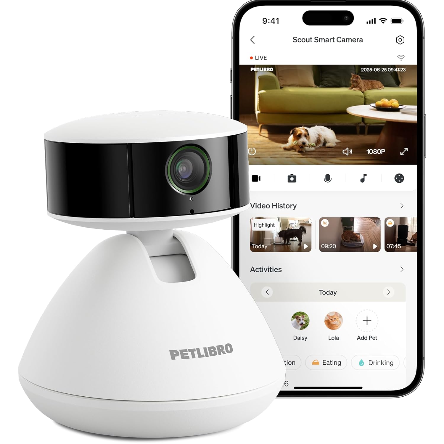 AI Dog Camera with Multi Pet Recognition and Night Vision