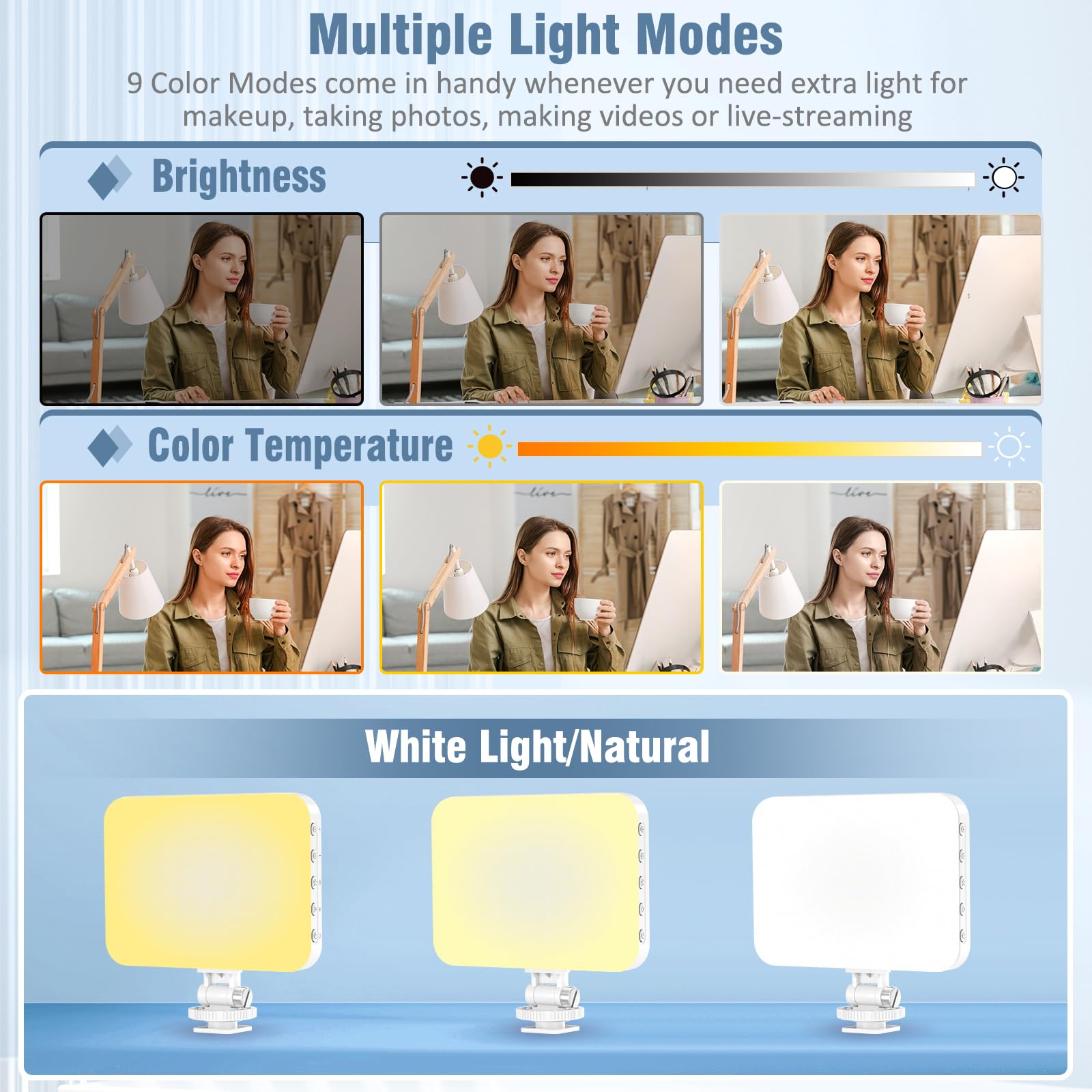 Rechargeable LED Selfie Light with Tripod Adapter