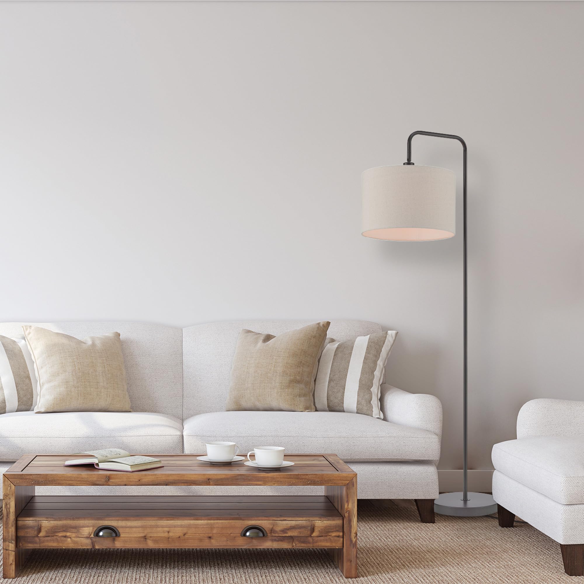 Brass Floor Lamp with White Shade for Modern Decor